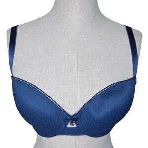 NWT Chantelle C Graphique Demi T-Shirt Bra sz 32DD * Blue Scallop Trim Floral